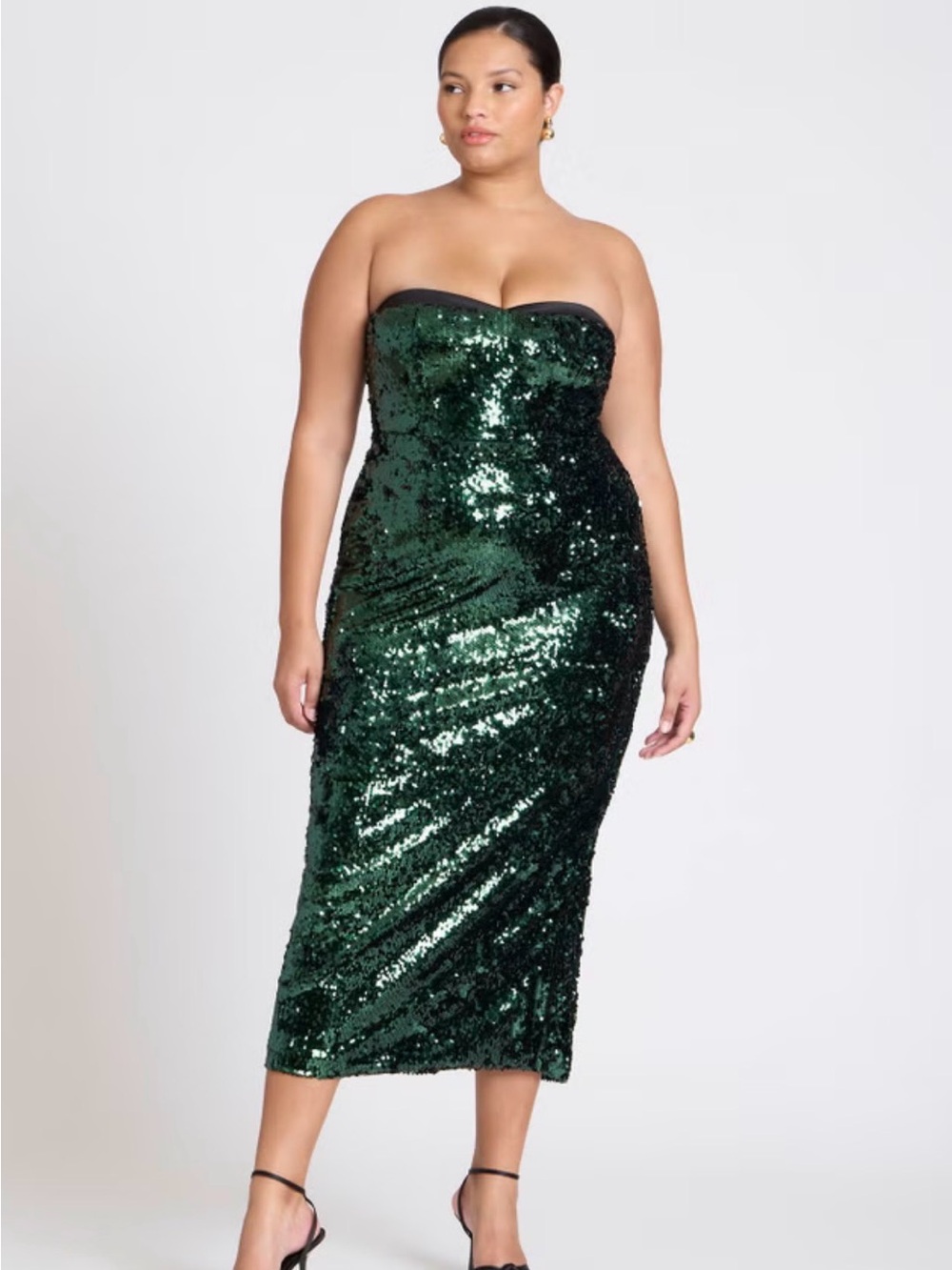 kate spade Emerald Green Strapless Sequin Midi Dress